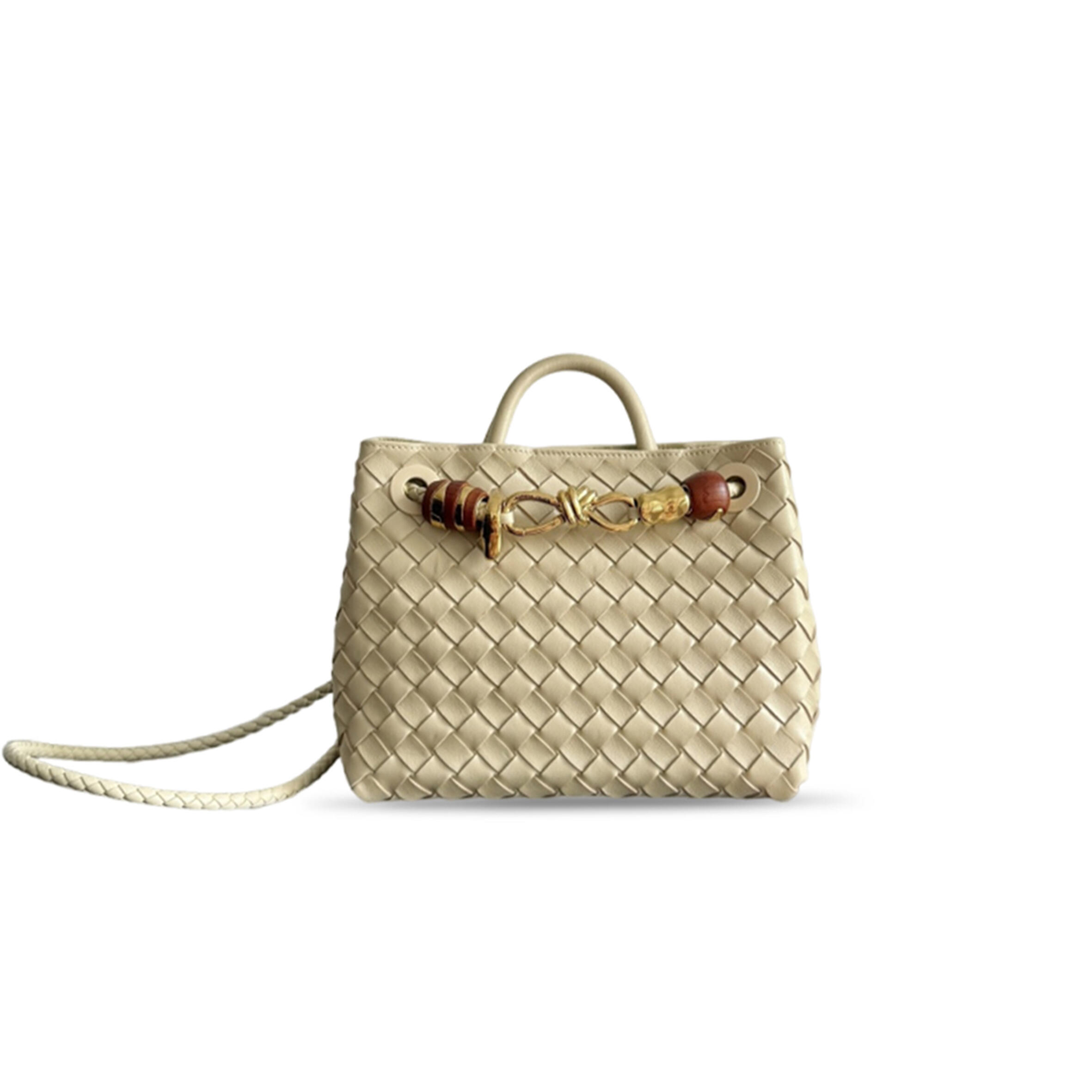 BOTTEGA VENETA SMALL ANDIAMO CREAMY YELLOW BAG 743568 (25*22*10.5cm)
